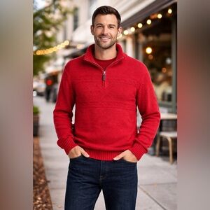Vintage Chaps by Ralph Lauren red sweater 1/4 zip Red Holiday size large